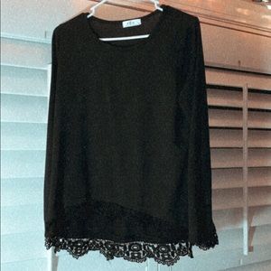 Long sleeve black top with lace detail